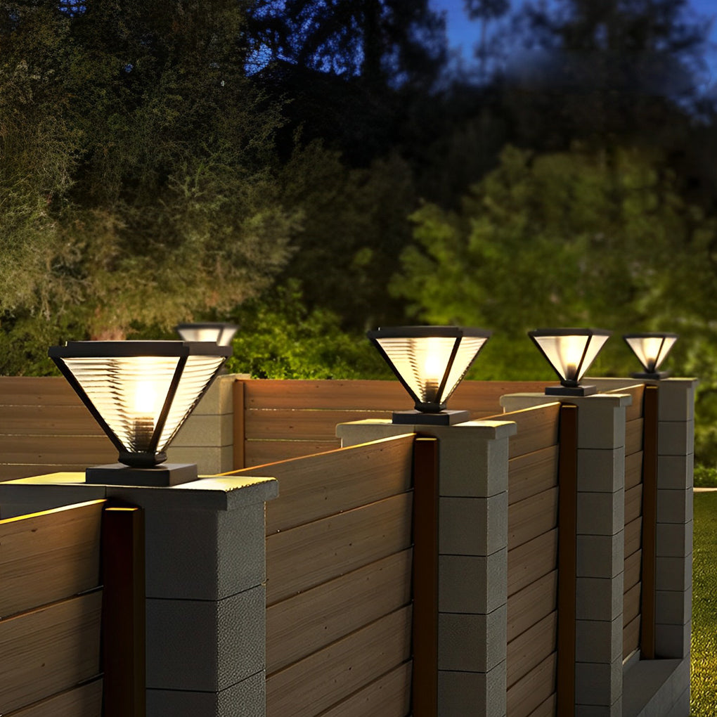 Geometric Black Modern Solar Fence Post Light