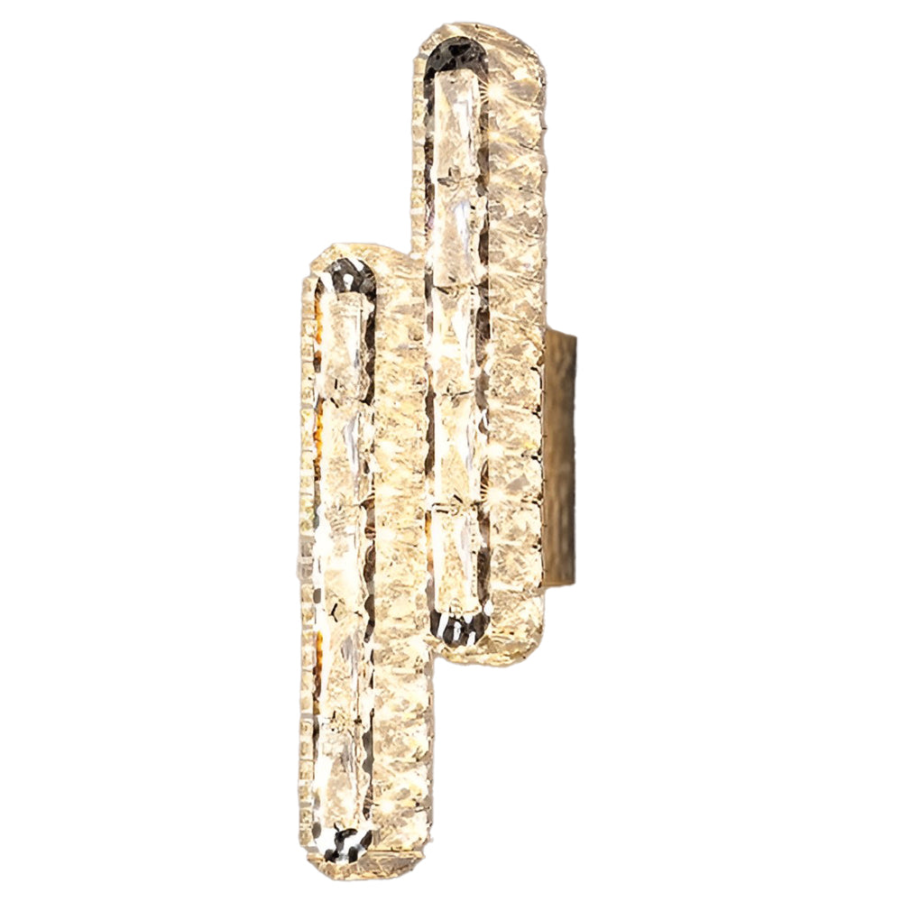 Double Strip Three Step Dimming Light LED Crystal Modern Wall Lamp Wall Sconce Lighting-Lighom