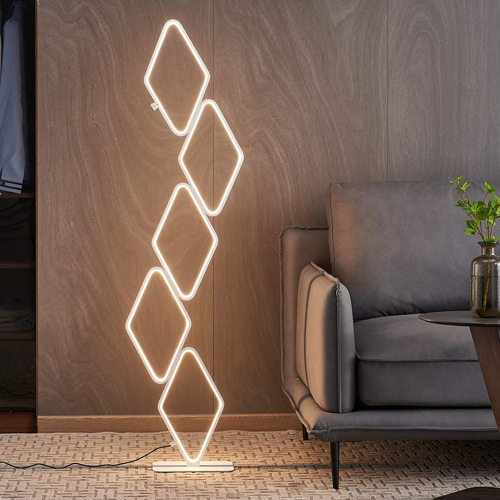 Modern Metal Square Stacked LED Floor Lamp-Lighom