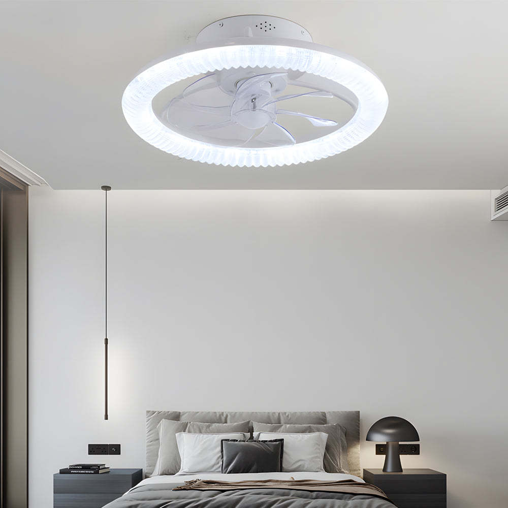 Round Dimmable RGB White Modern Ceiling Fan Light