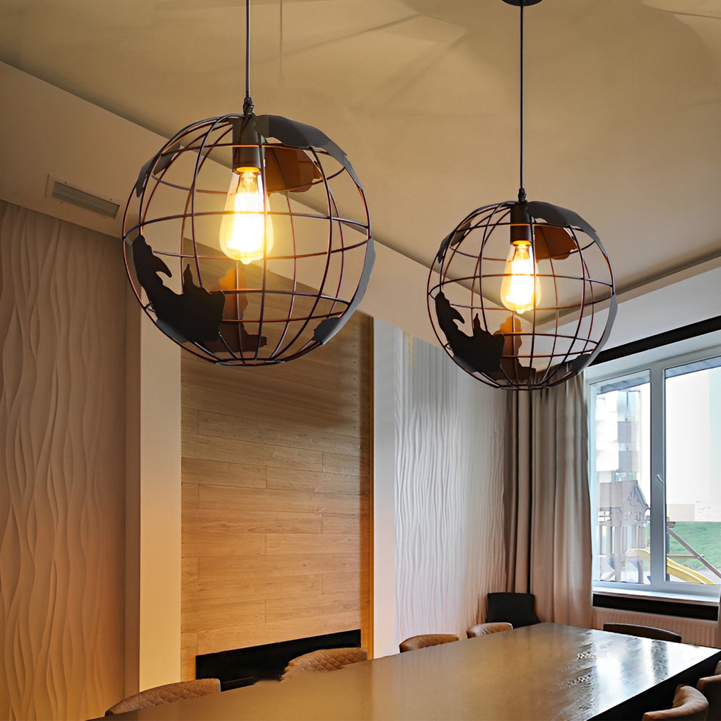 Iron Globe Retro Industrial Chandelier