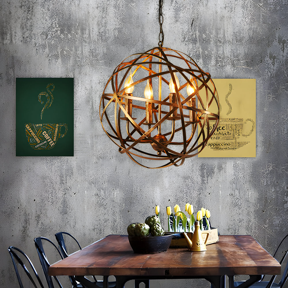 Iron Line Spherical LED Industrial Chandelier