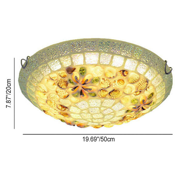 Tiffany Mosaic Shell Flush Mount Light