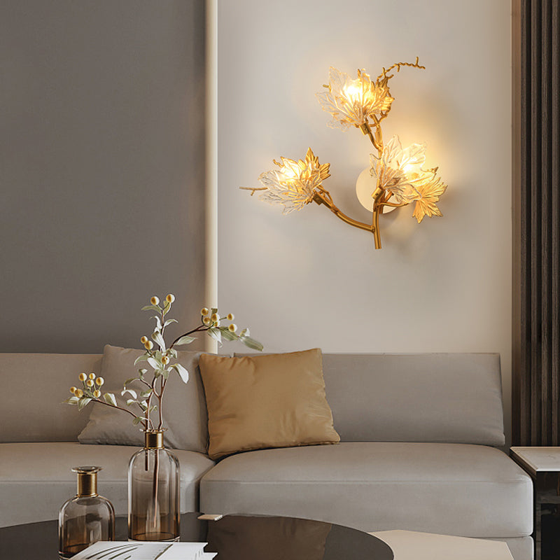 Maple Leaf Glass Dimmable Artistic Postmodern Wall Lamp