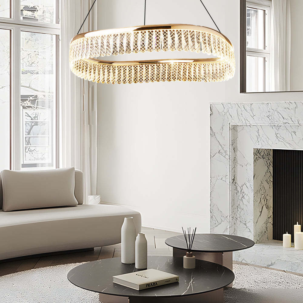 Lighom round crystal glass metal chandeliers for living room