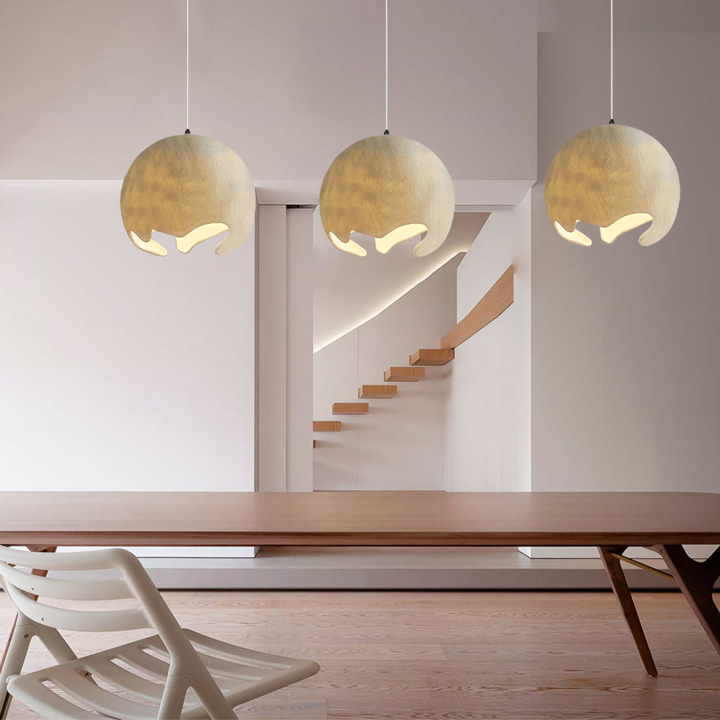 Irregular Ball Creamy White Japanese Chandelier