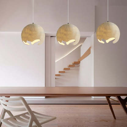 Irregular Ball Creamy White Japanese Chandelier