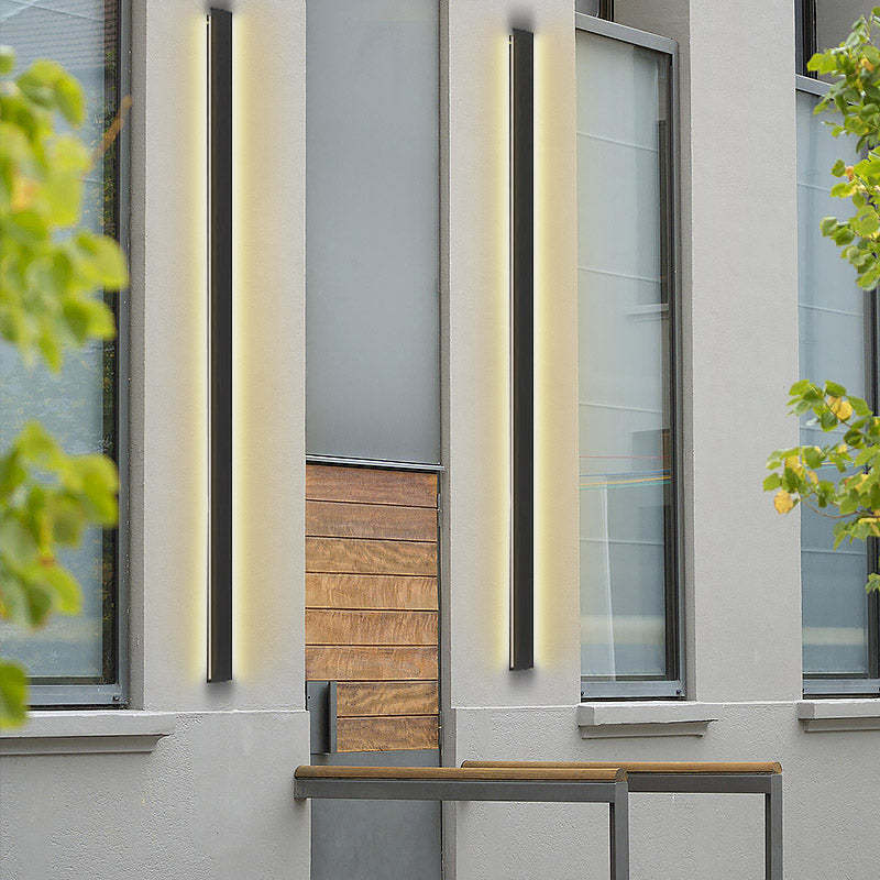 LED Long Strip Metal Waterproof Black Minimalist Outdoor Wall Lights-Lighom