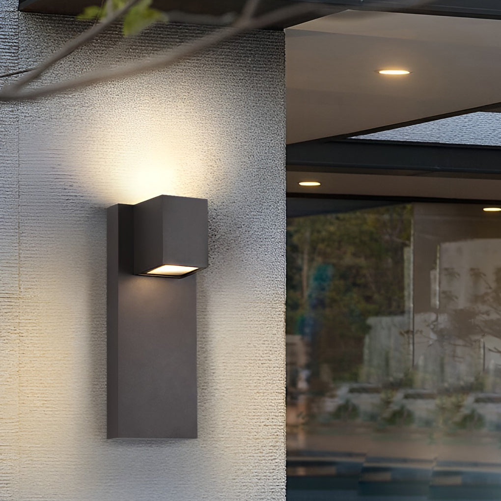 Square Waterproof LED Up and Down Lights Modern Outdoor Wall Lamp Wall Sconce Lighting-Lighom