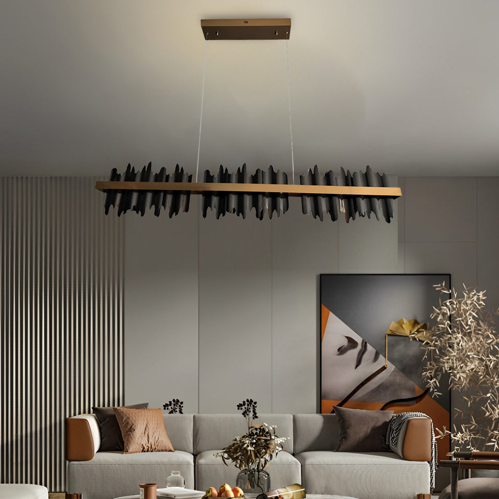 Black modern mountain long pendant lighting — Matte Black