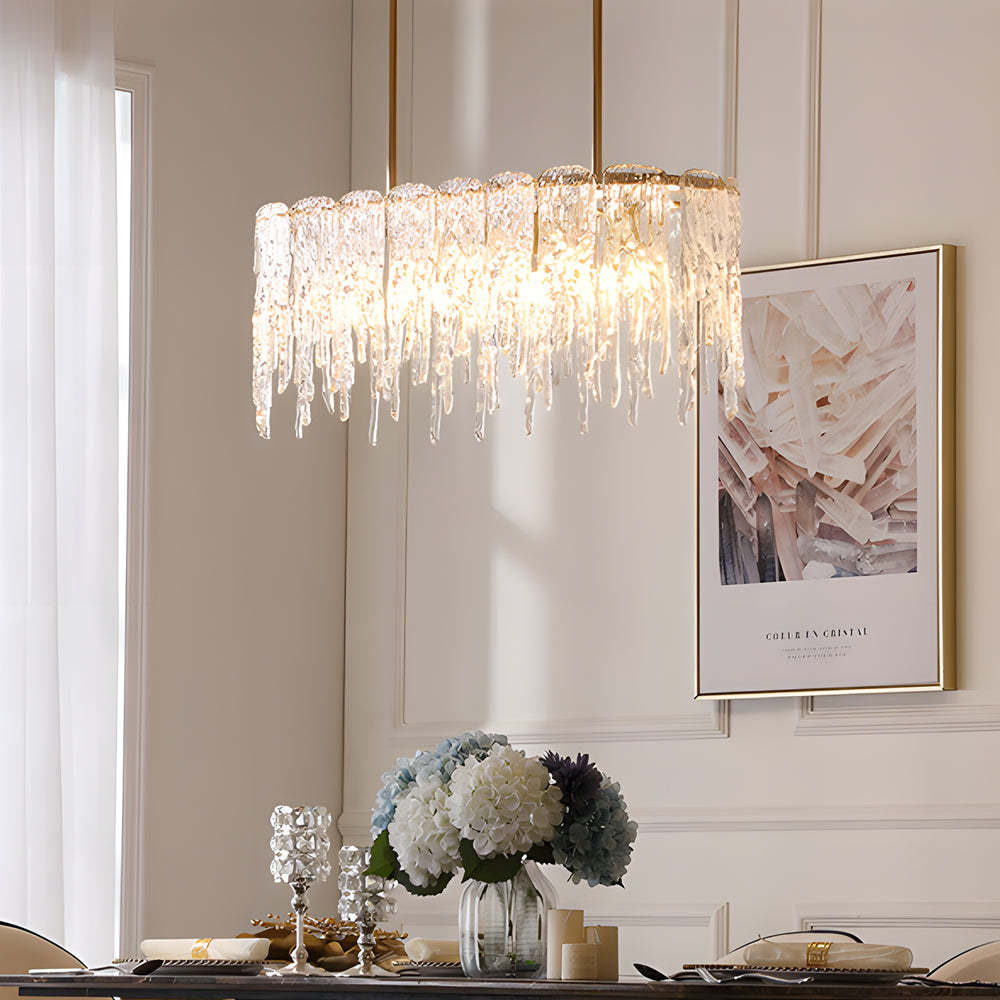 7/10-Light Luxury Glass Decor Icicles Droplet Crystal Chandelier