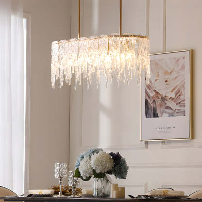 7/10-Light Luxury Glass Decor Icicles Droplet Crystal Chandelier