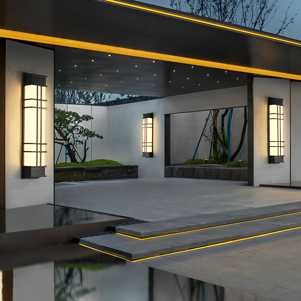 Retro Rectangular Waterproof LED Black Traditional Outdoor Wall Lamp-Lighom
