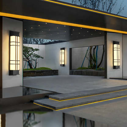 Retro Rectangular Waterproof LED Black Traditional Outdoor Wall Lamp-Lighom