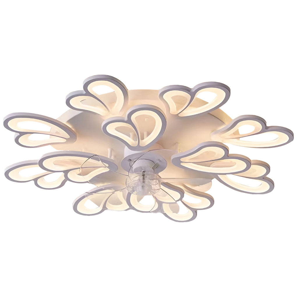 Modern flower 3-step black ceiling fans in synthetic metal acrylic