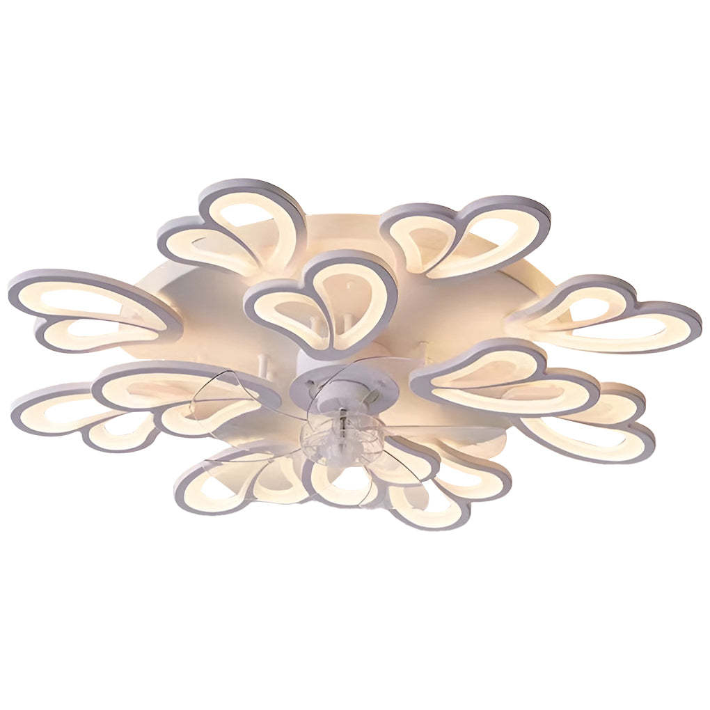 Modern flower 3-step black ceiling fans in synthetic metal acrylic