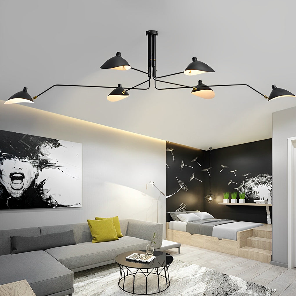 Adjustable Swing Arm Duckbill Black Modern Chandelier