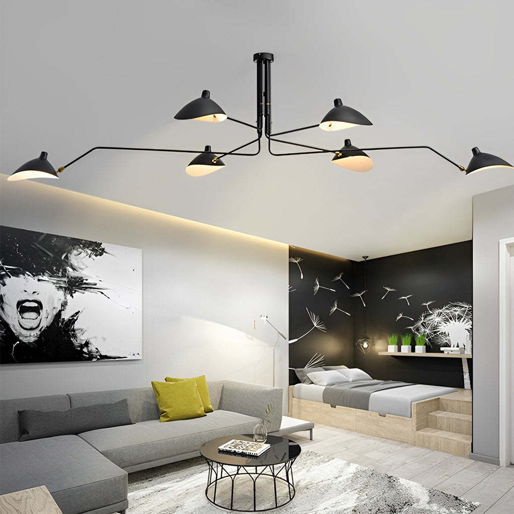 Adjustable Swing Arm Duckbill Black Modern Chandelier