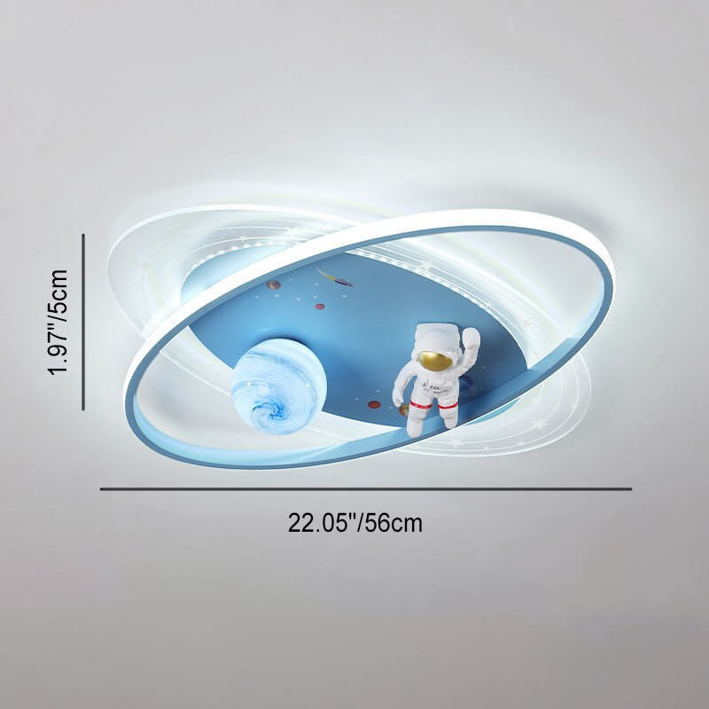 Cartoon Astronaut Moon Acrylic LED Kids Flush Ceiling Light