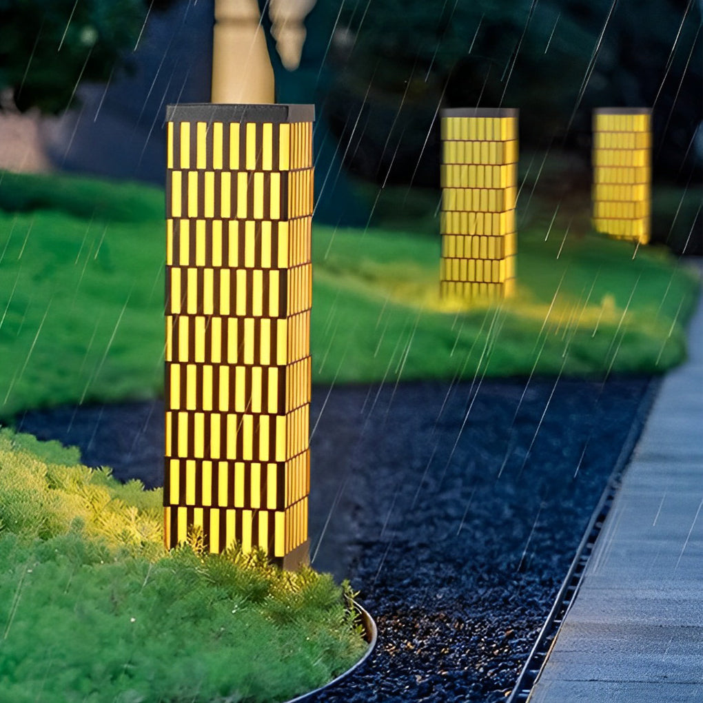 Retro Grid Designed Waterproof LED Black Modern Lawn Lamp Outdoor Lighting-Lighom