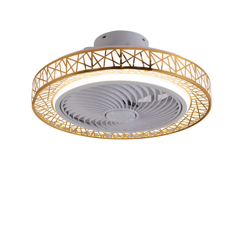 Luxury Round Lace LED Flush Mount Ceiling Fan Light