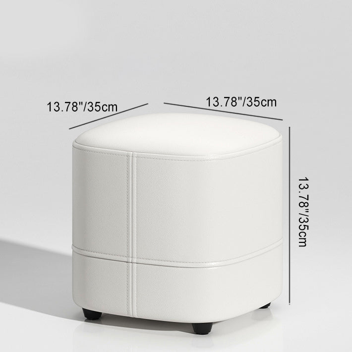 Minimalist Leather Solid Wood Vanity Stool — White