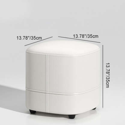 Minimalist Leather Solid Wood Vanity Stool — White