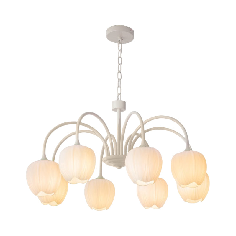 Tulips Flowers Three Step Dimming LED Milky White Modern Chandelier-Lighom