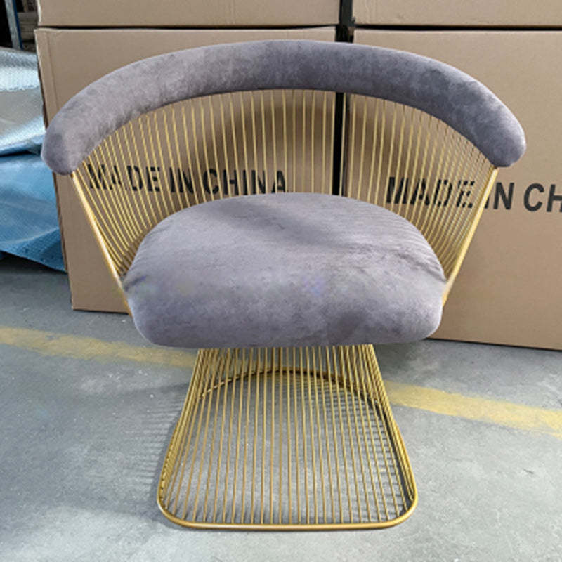 Modern Hollow Oval Fabric Steel Accent Chair — Purple
