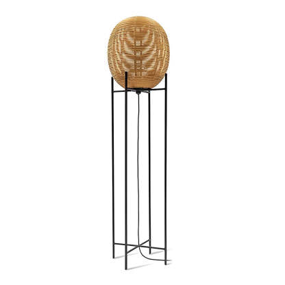 Rustic Boho Rattan and Metal Frame Accent Floor Lamp-Lighom