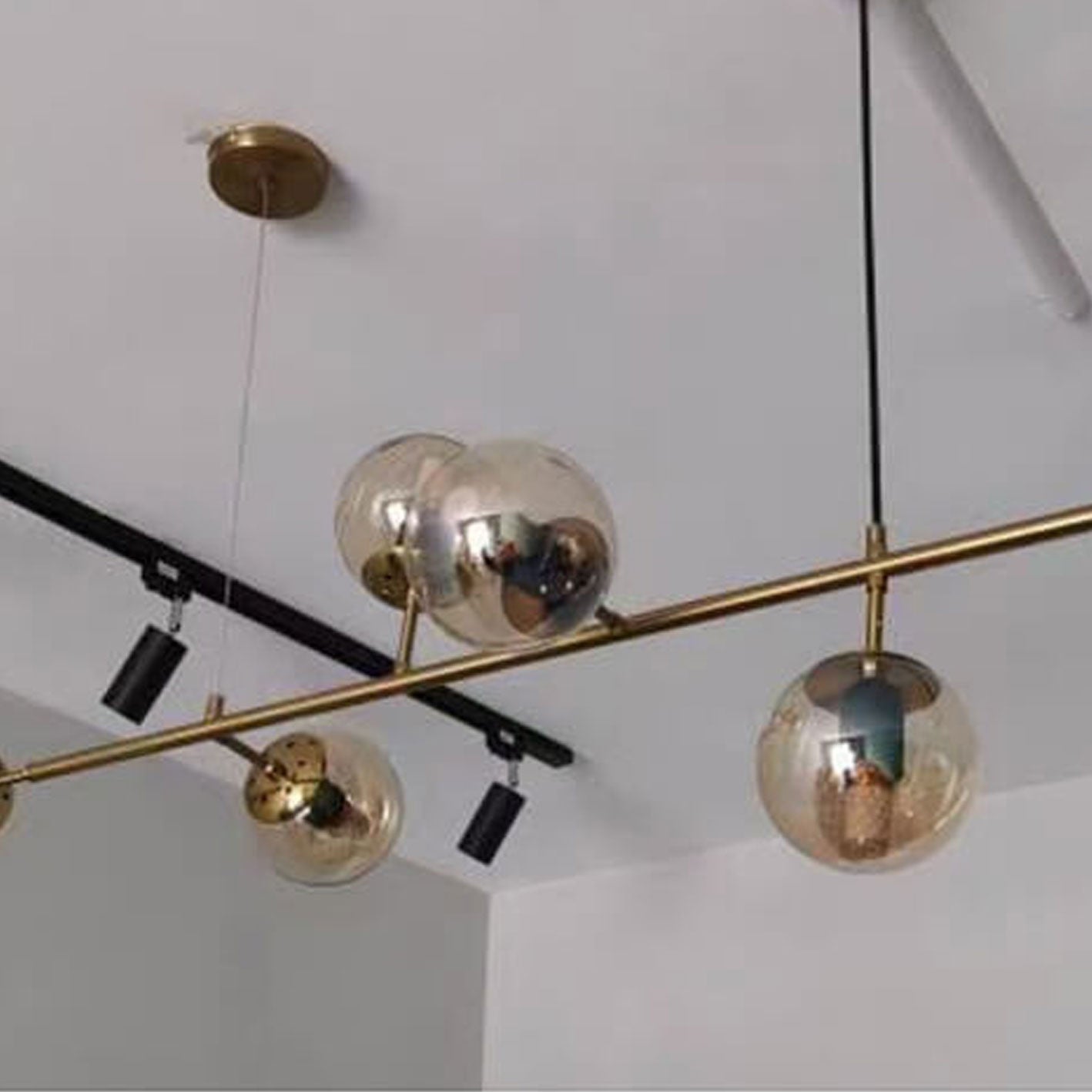 Minimalist Long Glass Globe Island Chandelier
