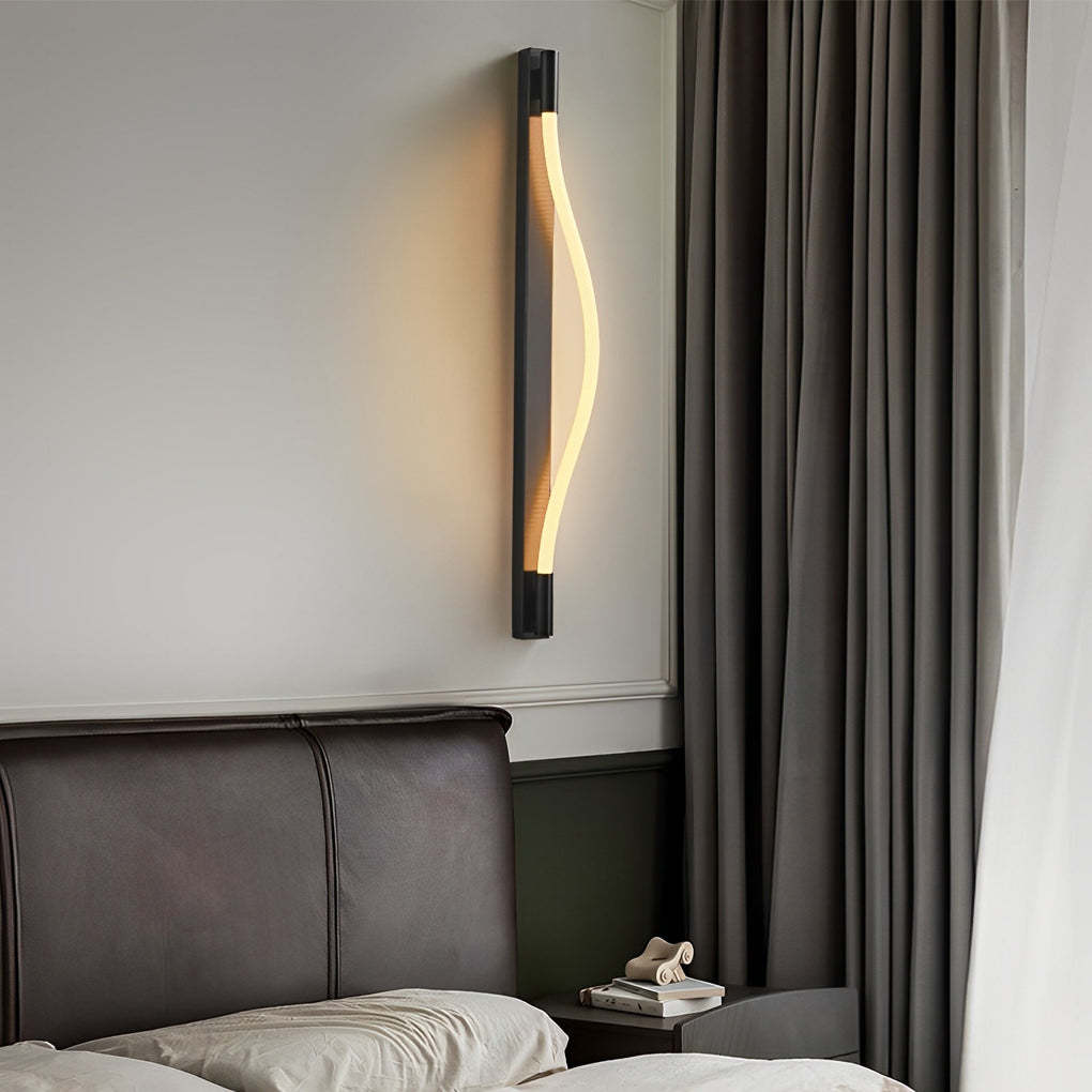 Minimalist Handwoven Ropes Flexible LED Metal Black Modern Wall Lamp-Lighom