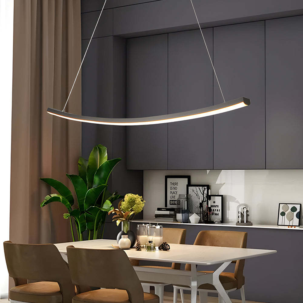 Modern Arcing Linear Pendant - Matte Black