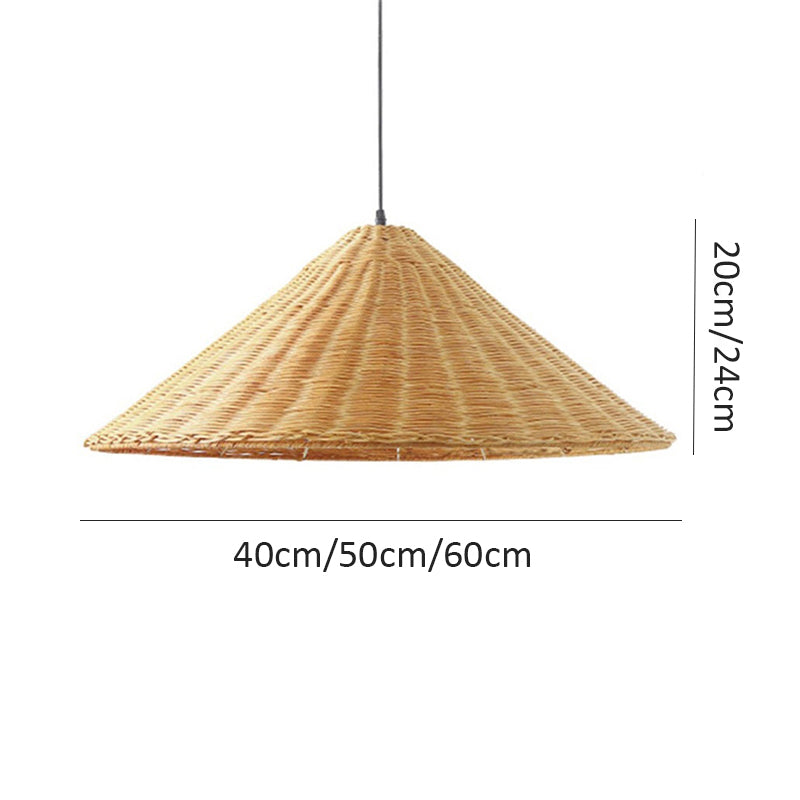 Retro Woven Rattan Cone Pendant Light