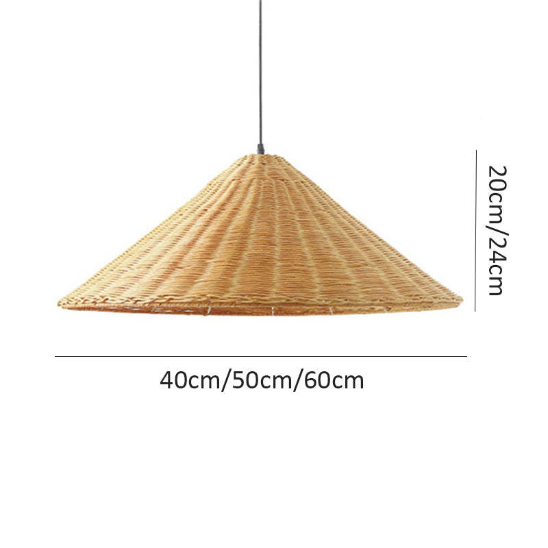 Retro Woven Rattan Cone Pendant Light