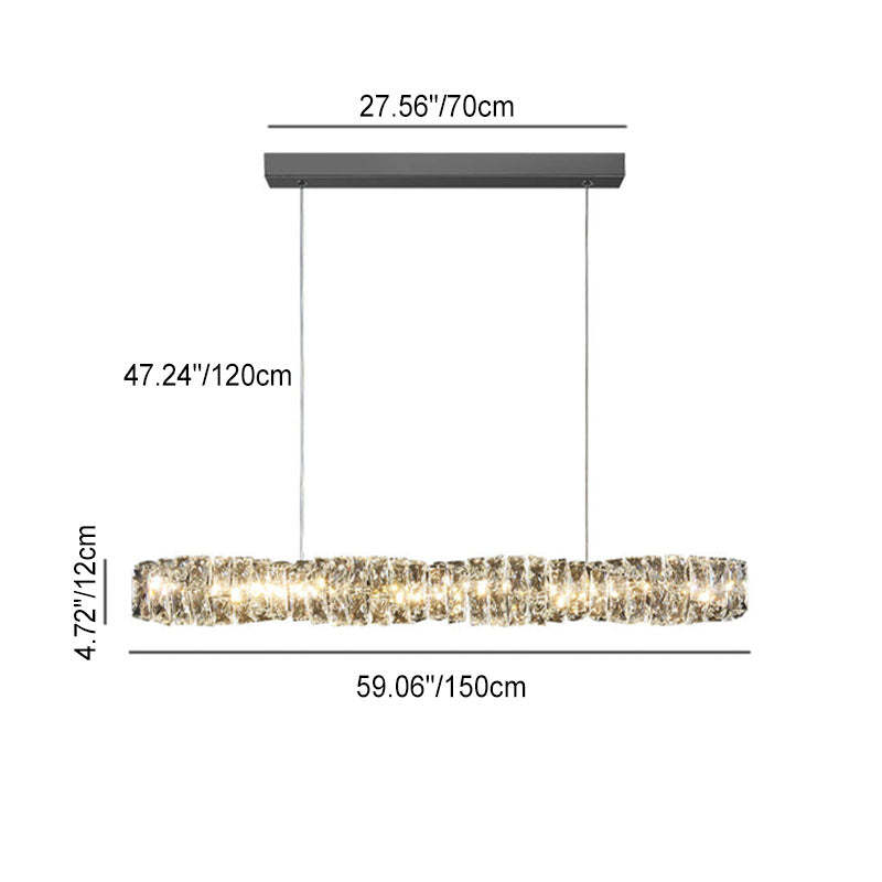Modern Stainless Steel Crystal Strip LED Island Pendant