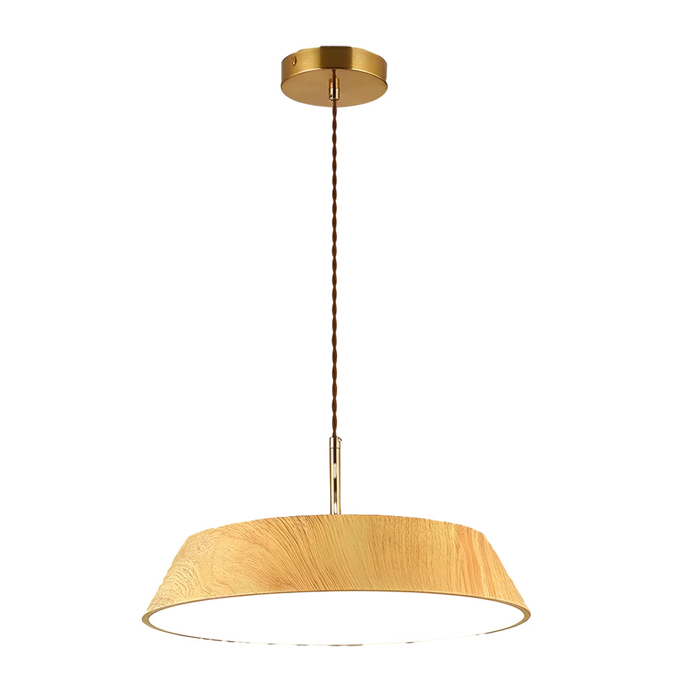 Round Wood Japanese LED Pendant Light