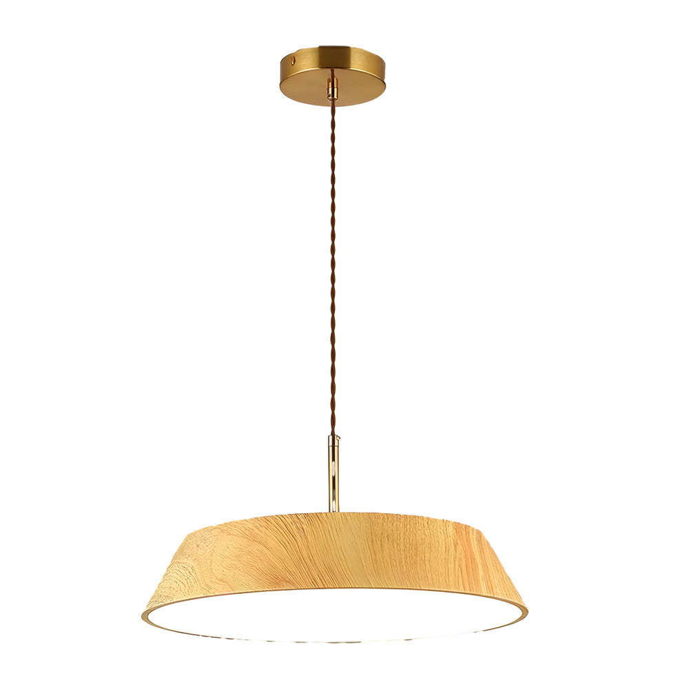 Round Wood Japanese LED Pendant Light