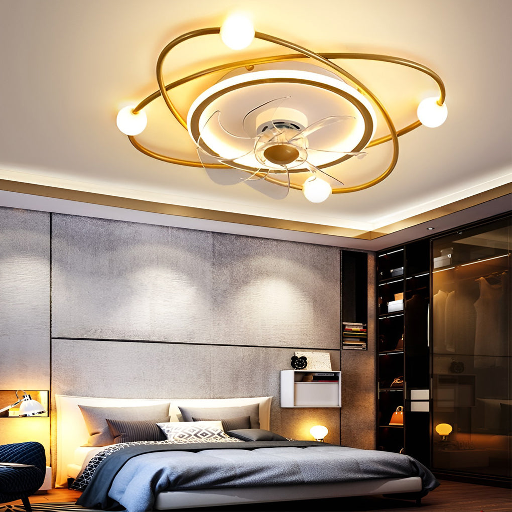 Modern mute intelligent synthetic ceiling fans — Brushed Gold