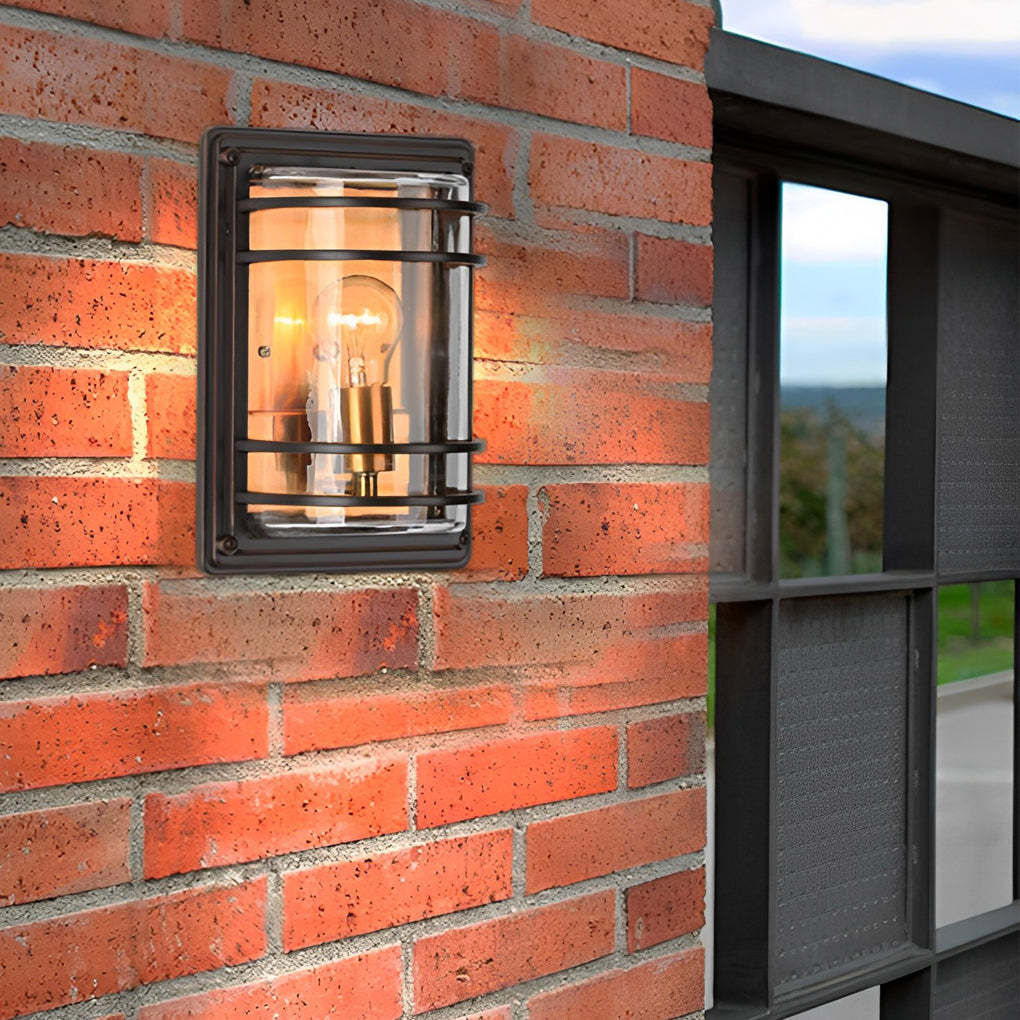 Vintage Aluminum Brown Glass Waterproof Modern Outdoor Wall Light-Lighom