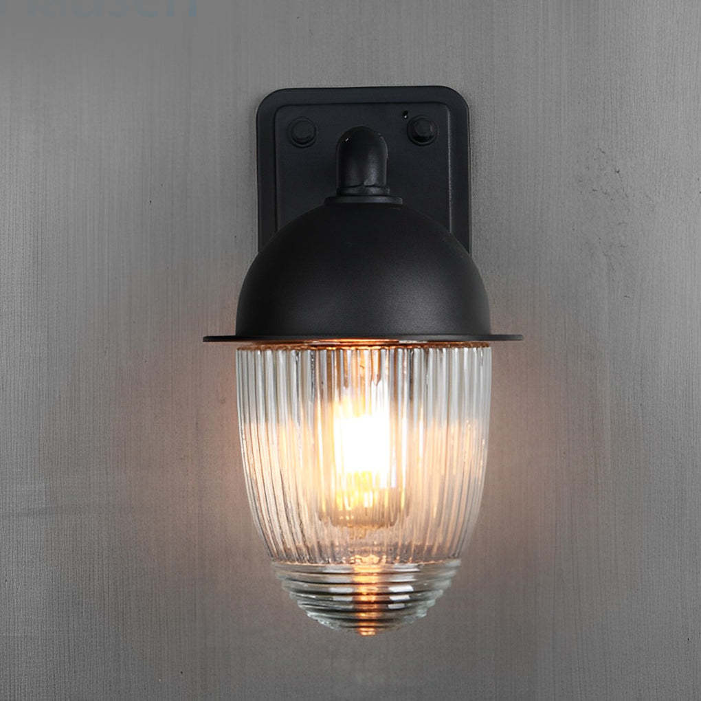 Waterproof Glass Ball Matte Black Modern Outdoor Wall Lamp Exterior Lights-Lighom
