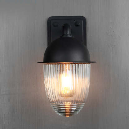 Waterproof Glass Ball Matte Black Modern Outdoor Wall Lamp Exterior Lights-Lighom