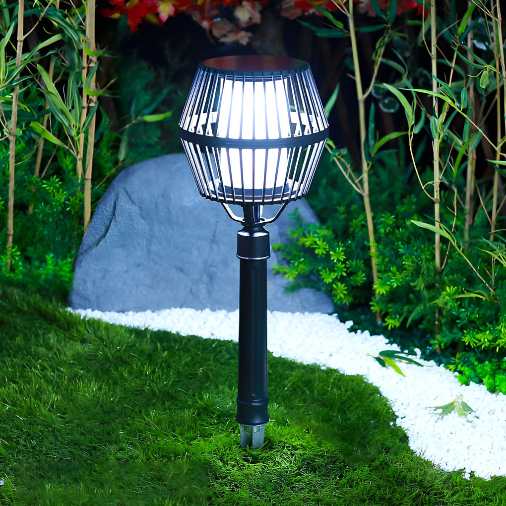 Waterproof Aluminum LED Matte Black Modern Solar Outdoor Lights Lanterns-Lighom