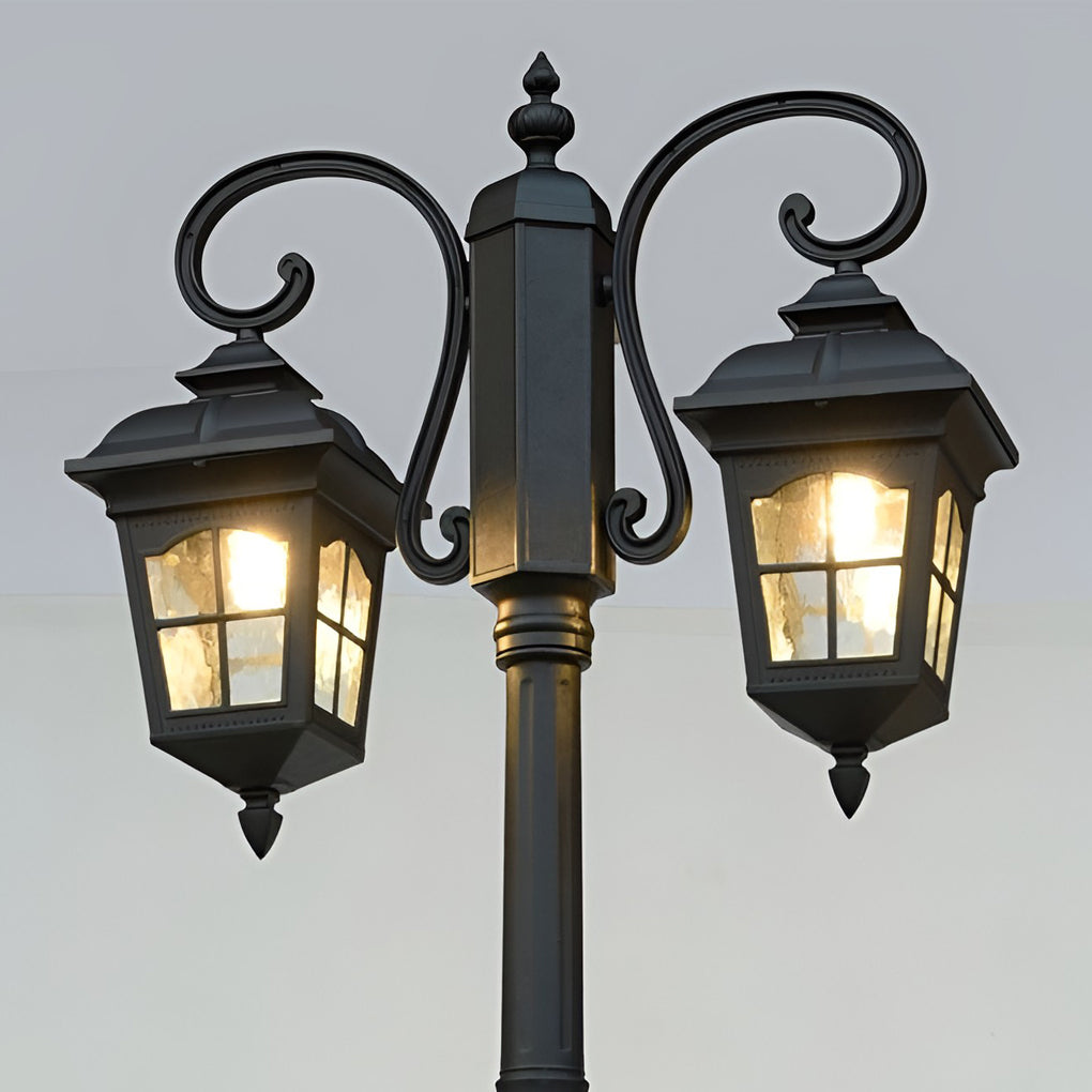 2 Lights Waterproof Black European Style Outdoor Pole Lights Public Lighting-Lighom