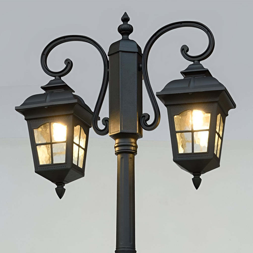 2 Lights Waterproof Black European Style Outdoor Pole Lights Public Lighting-Lighom