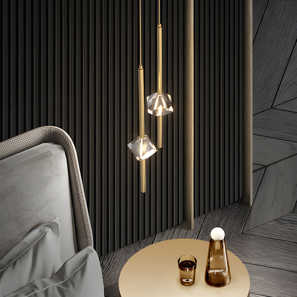 Modern 1-Light Copper Crystal 3-Step Dimming LED Pendant