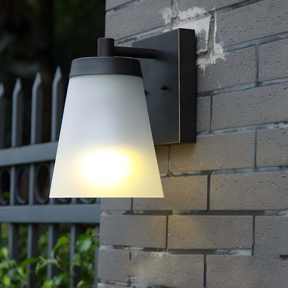 1-Light Glass Waterproof Sensor Outdoor Wall Sconce-Lighom