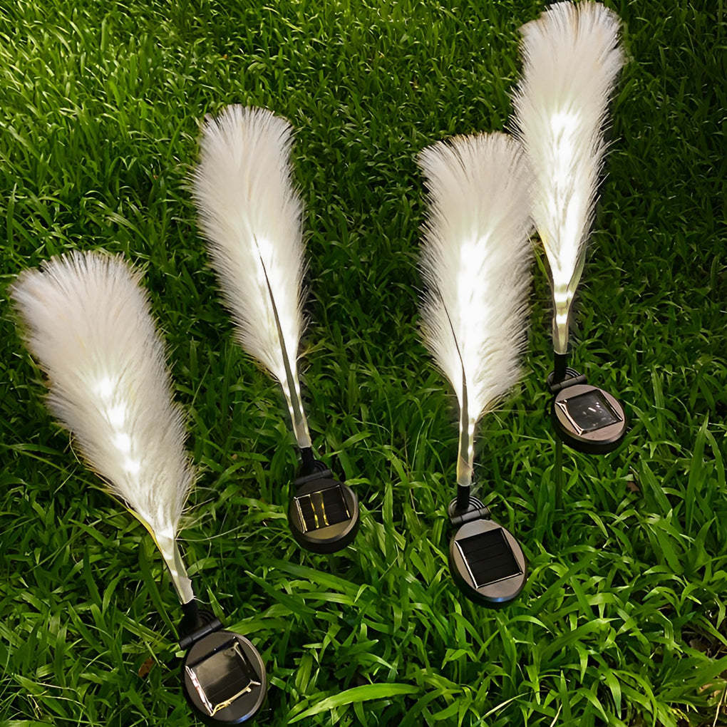 2PCS Creative Hairy Reed Decor LED Intelligent Modern Solar Lawn Lamp-Lighom