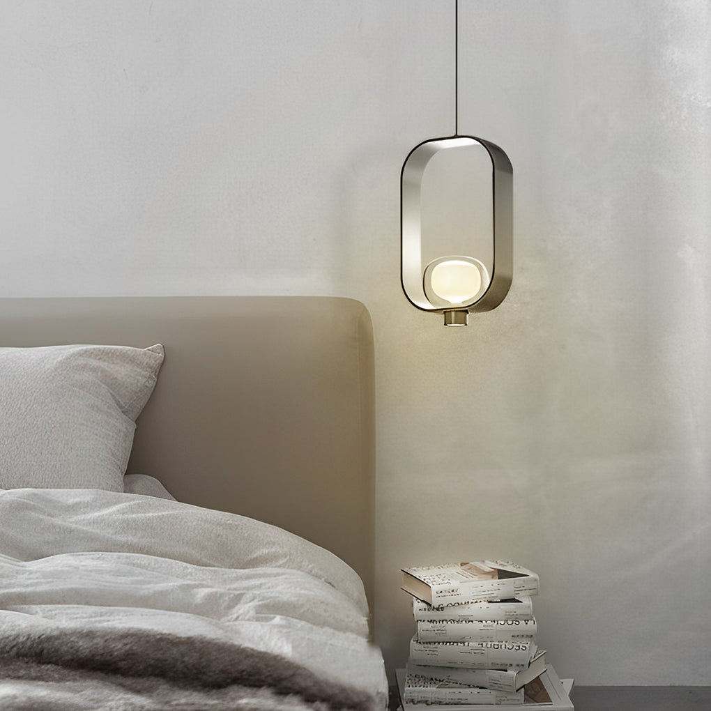 Modern rectangular rounded black pendant lighting, Lighom — Cool White (6000K)