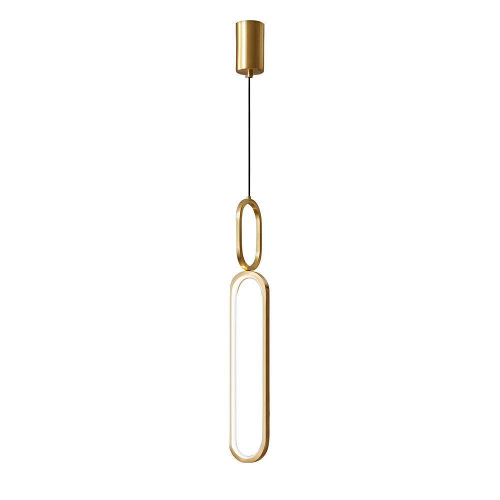 Minimalist Long Oval Ring LED Copper Modern Pendant Light